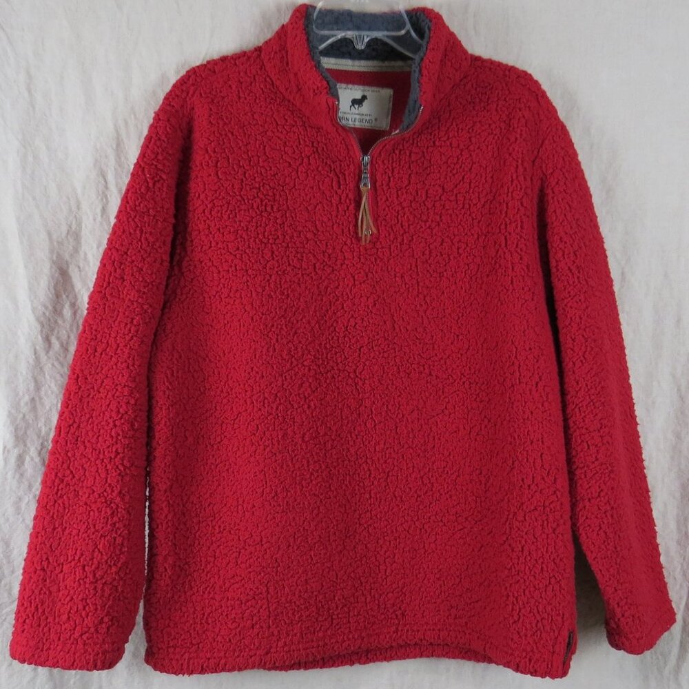 Horn Legend Quarter Zip Fleece Pullover Men's Size Medium Red